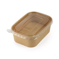 وعاء ورقية كرافت بني مستطيل مع غطاء شفاف - (300)حب...