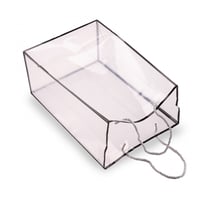 مجموعة (12) كيس بلاستيك شفاف للهدايا باطار أسود