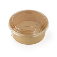 زبدية ورقية كرافت بني مع غطاء شفاف - (300) حبة | 2...