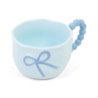 كوب سيراميك بتصميم فيونكة بارزة لون أزرق