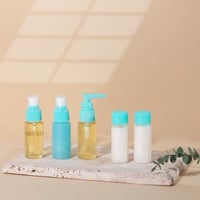 طقم (5) علب بلاستيك شفافة وفارغة بغطاء أزرق