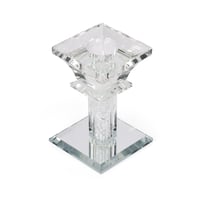 شمعدان/ حامل شمعة صغير زجاجي فاخر بكريستال أبيض