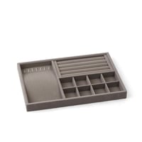 منظمة مجوهرات مخمل مقسمة عدة أقسام لون رمادي