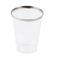 مجموعة (6) كاسات فاخرة شفافة بقاعدة فضية | 7 انز