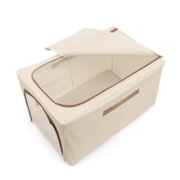 صندوق تخزين قماشي قابل للطي بنافذة شفافة لون بيج |...