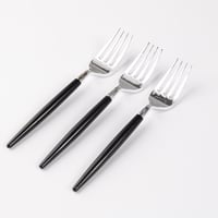 مجموعة (6) شوك بلاستيك فضي بمقبض أسود