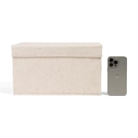 صندوق تخزين قماشي بغطاء منفصل لون بيج | 20*25*36 س...