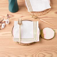 مجموعة (20) منديل أبيض فاخر بإطارات ذهبية - طبقتين