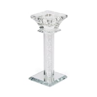 شمعدان/ حامل شموع زجاجي فاخر بكريستال أبيض