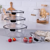 حافظة طعام شفافة مع غطاء محكم الإغلاق - (4) حبات |...