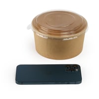 زبدية ورقية بني مع غطاء شفاف - (300) حبة | 34 انز