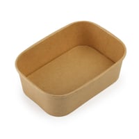 وعاء ورقية كرافت بني مستطيل مع غطاء شفاف - (300)حب...