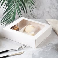 مجموعة (12) علب بيضاء مقسمة للفطائر بنافذة شفافة -...