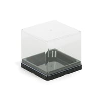 مجموعة (5) علب للكيك بقاعدة سوداء وغطاء شفاف