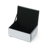 صندوق مرايا زجاجي مستطيل بمقبض كرستال - لون رمادي