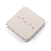 علبة معدنية مربعة فاخرة لون بيج بثيم نخلة- (1) حبة