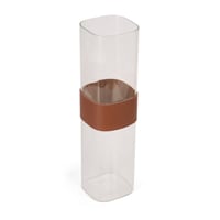 فازة زجاجية فاخرة بحزام جلد بني