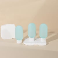 طقم (3) علب بلاستيك فارغة بلون أزرق وغطاء أبيض | 7...