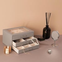 منظم مجوهرات بنافذة شفافة (3) أدراج لون رمادي | 25...