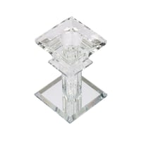 شمعدان/ حامل شمعة صغير زجاجي فاخر بكريستال أبيض