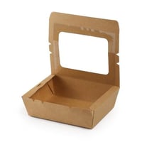 علب ورق كرافت بني بغطاء متصل ونافذة شفافة - (200)...