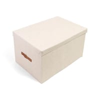 صندوق تخزين قماشي بغطاء منفصل لون بيج | 60*42*35 س...