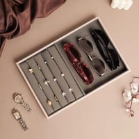 منظم مجوهرات أنيق بإطار نحاسي (5) أقسام - لون رماد...