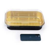 مجموعة (3) صحن المنيوم مستطيل بلون أسود مع غطاء| 2...