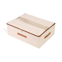 صندوق تخزين قماشي بسحاب للإغلاق لون بيج | 55*42*18...