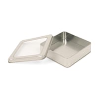 مجموعة(3) علب معدنية مربعة فاخرة بنافذة شفافة بالل...