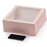 مجموعة (12) علبة كيك وردي بتصميم فاخر ونافذة شفافة