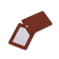 مرآة بغطاء جلد فاخرة مستطيلة الشكل لون بني - (6) ح...