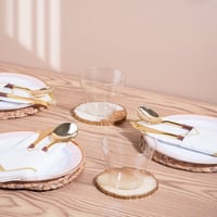 مجموعة (10) كوب بلاستيك شفاف بلمعة ذهبية | 9 انز