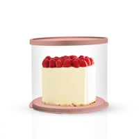 علبة دائرية شفافة للهدايا والكيك المرتفع بغطاء وقا...