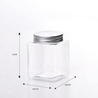 مجموعة (12) علبة بلاستيك مربعة شفافة بغطاء فضي - 1...