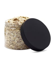 مجموعة (12) علبة بلاستيك بغطاء أسود | 220 مل