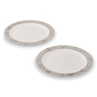 مجموعة (6) صحن بلاستيك فاخر باللون الأبيض و أطراف...