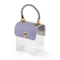 حقيبة أكريليك شفاف بغطاء ومسكه جلد باللون موف