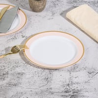 مجموعة (6) صحن بلاستيك فاخر باللون الأبيض و أطراف...