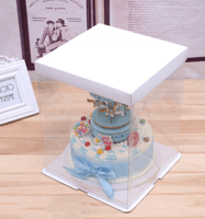 علبة شفافة بقاعدة وغطاء أبيض|30 سم