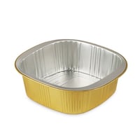 صحن المنيوم مربع بلون ذهبي مع غطاء (6 حبات) |11.8*...