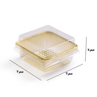 مجموعة (100) علبة ذهبية بغطاء شفاف | 7*7 سم