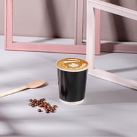 مجموعة (25) كوب ورق أسود فاخر بطبقتين | 9 انز