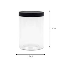 مجموعة (12) علبة بلاستيك بغطاء أسود | 550مل