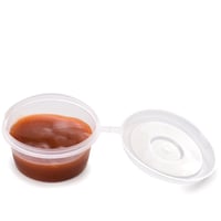 مجموعة (50) علبة بلاستيك شفافه للصوصات بغطاء متصل...