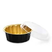 مجموعة ( 10 ) علبة دائرية ألمنيوم أسود/ذهبي وغطاء...