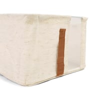 منظم قماشي بنافذة شفافة لون بيج | 18*45*25 سم