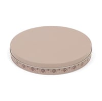 علبة معدنية دائرية بغطاء فاخر باللون البيج