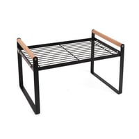 رف تنظيم الأطباق مرتفع بمقابض خشبية - لون أسود | 3...
