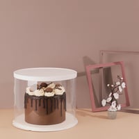 علبة دائرية شفافة للهدايا والكيك المرتفع بغطاء وقا...